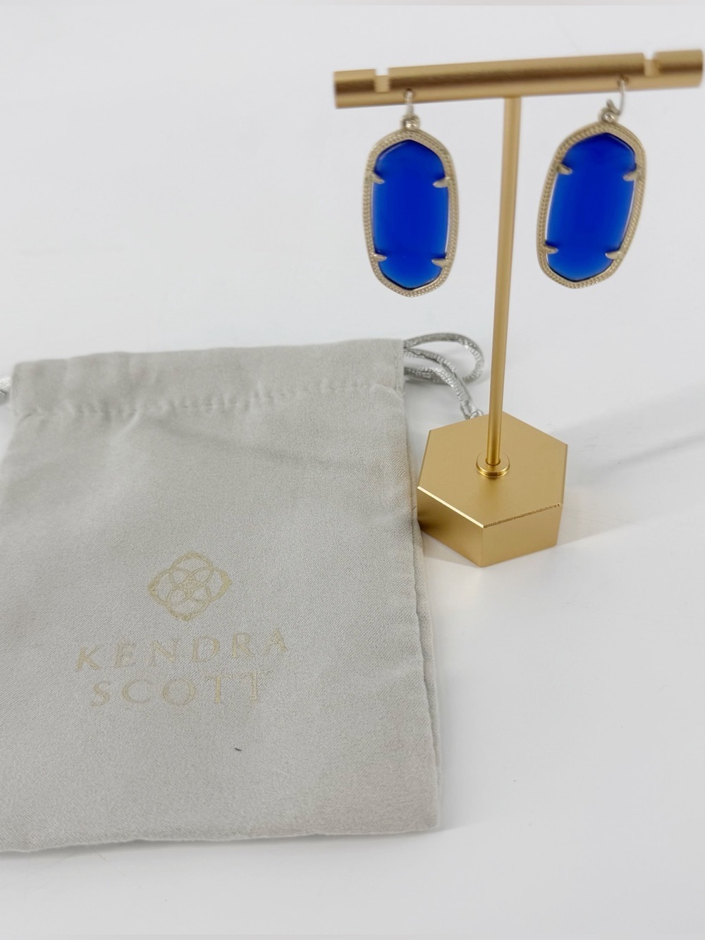 Kendra Scott Elle Drop Earrings Cobalt Blue Gold